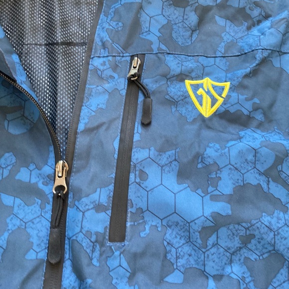 GIISAM Mens Windproof Jacket Waterproof Lightweight Mountain Jacket Camo Blue XL - Picture 2 of 7